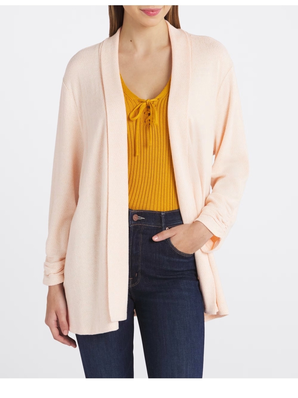 NWT bobeau Pale Peach Open-Front Cardigan